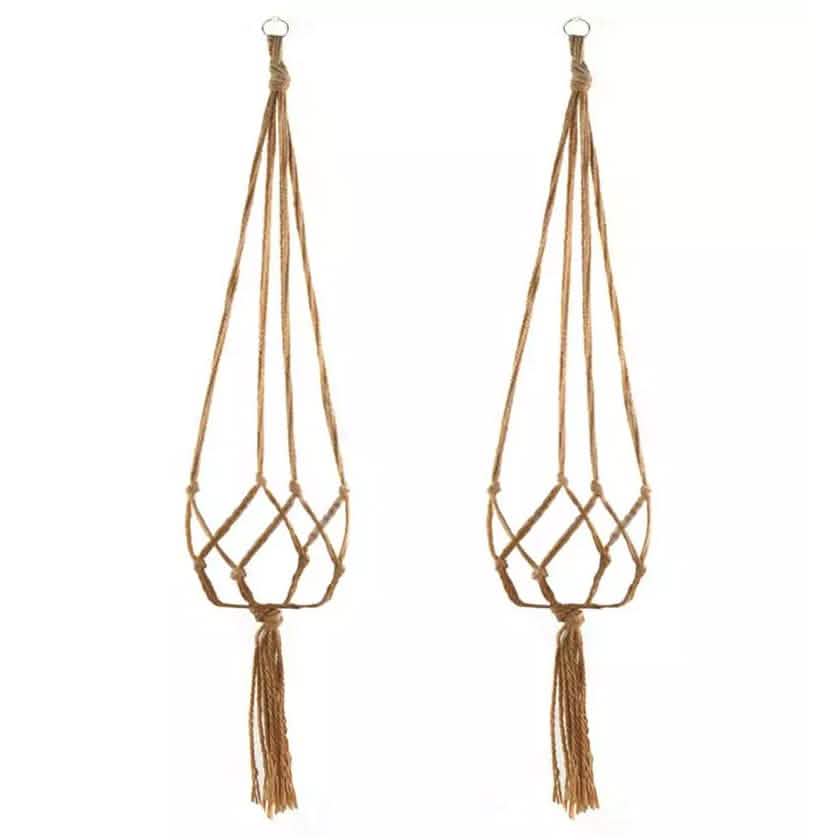 Boho Jute Macramé Plant Hanger Set of 2, Indoor & Outdoor