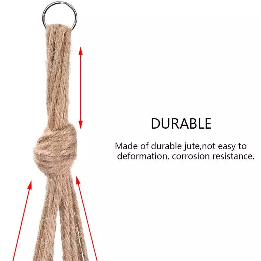 Boho Jute Macramé Plant Hanger Set of 2, Indoor & Outdoor