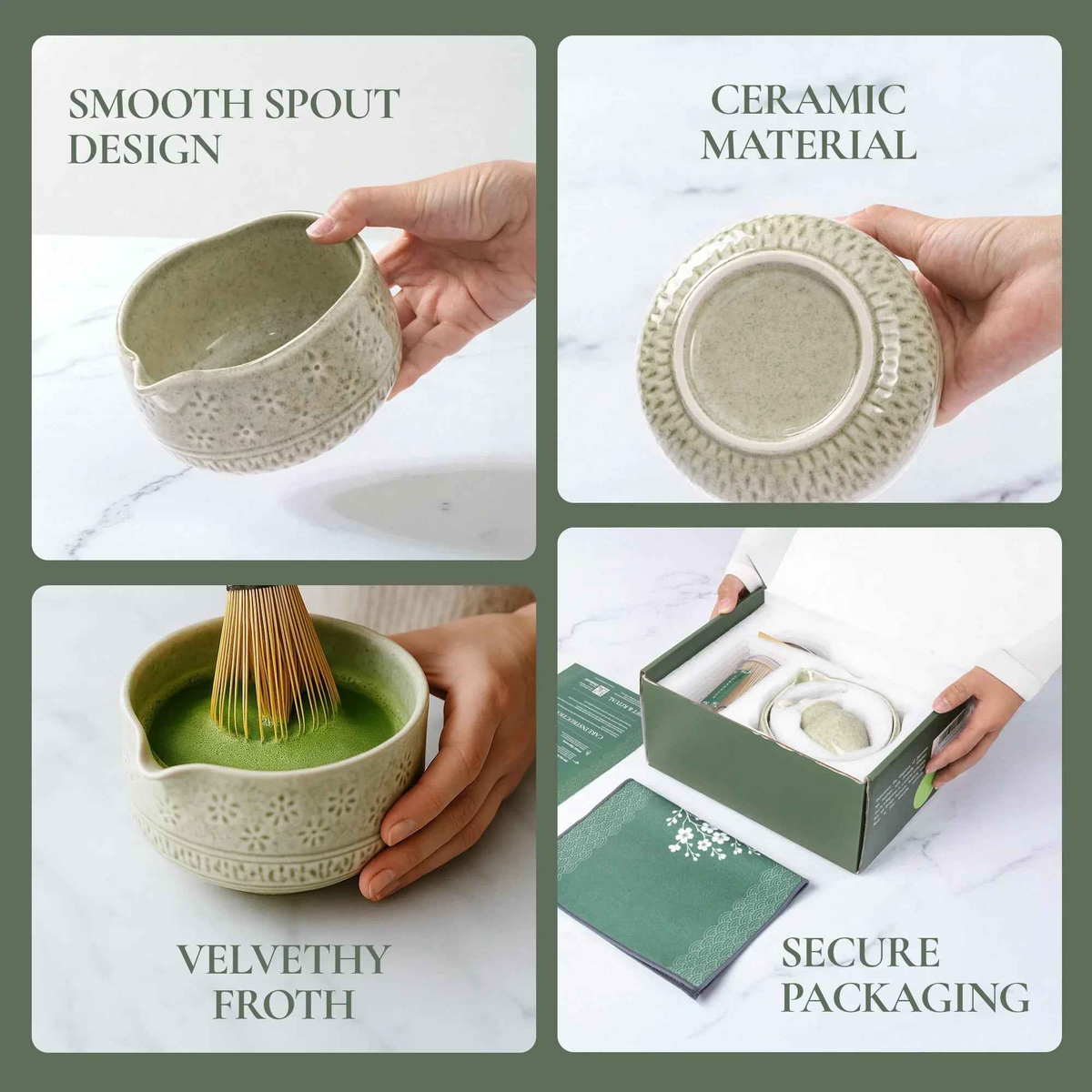 Matcha Whisk Set โ Bamboo Chasen + Ceramic Chawan Gift Set