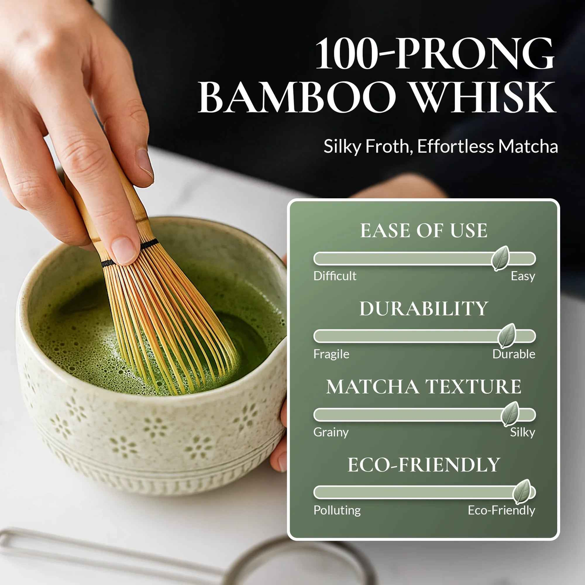 Matcha Whisk Set โ Bamboo Chasen + Ceramic Chawan Gift Set