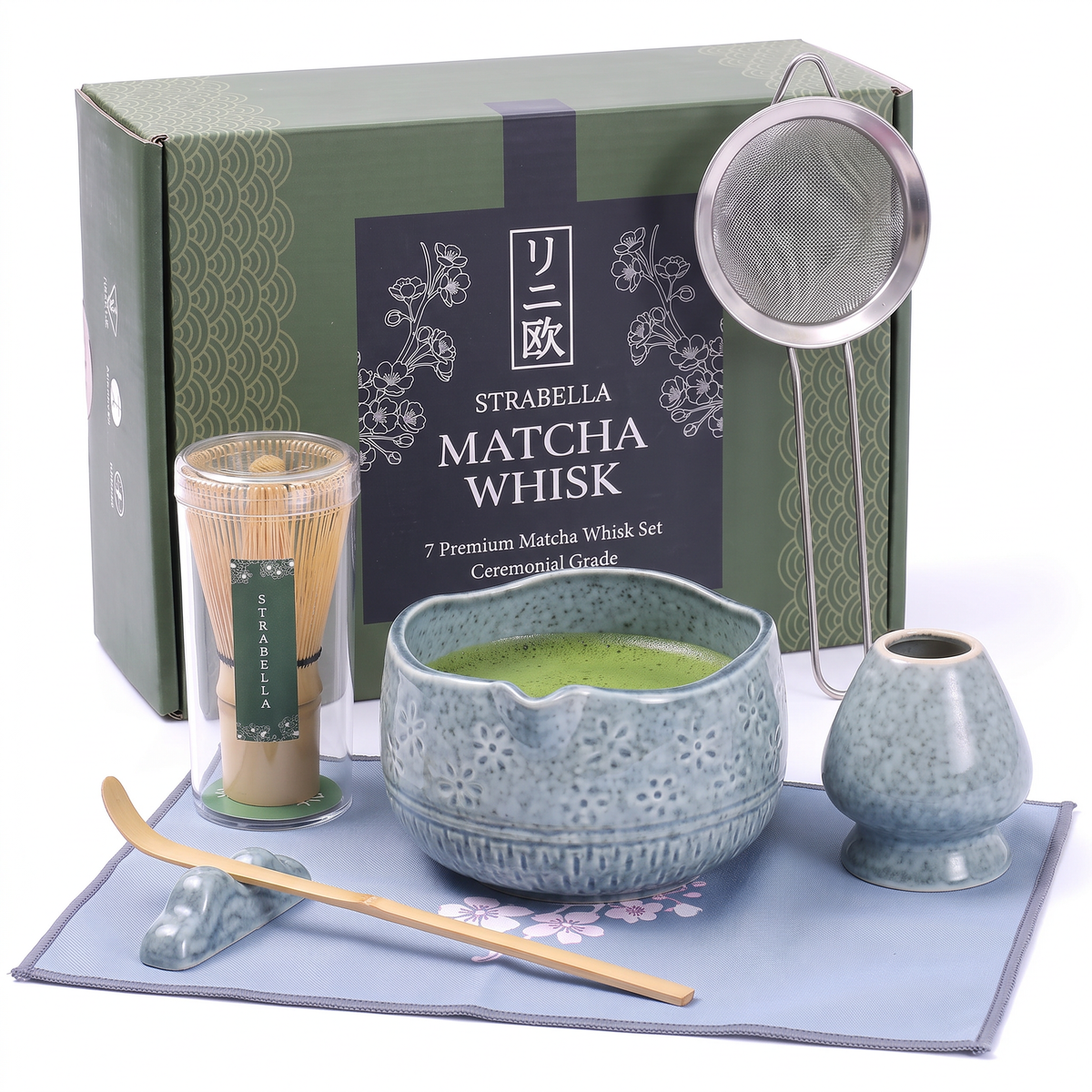 Matcha Whisk Set โ Bamboo Chasen + Ceramic Chawan Gift Set