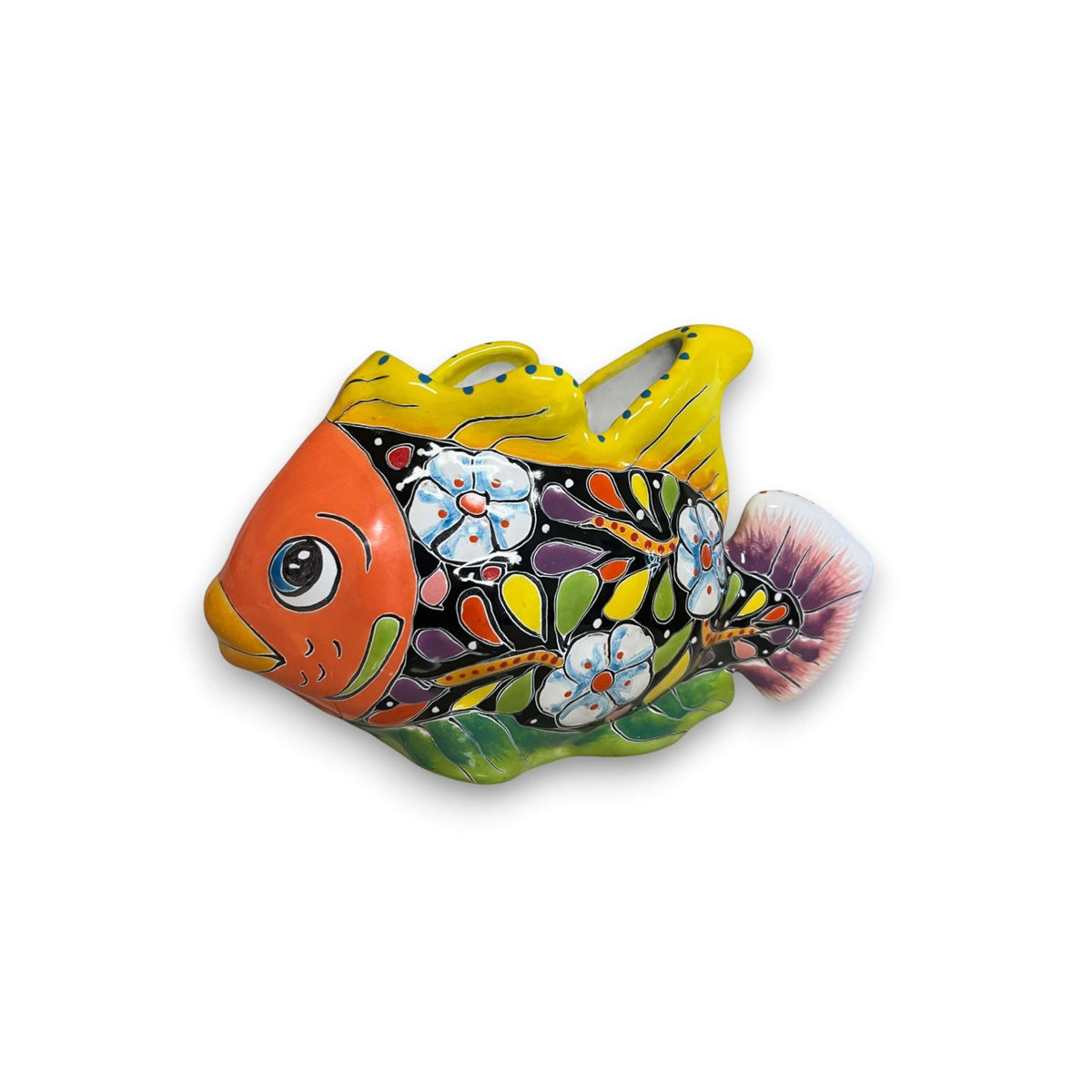 Talavera Fish Planter | Hand-Painted Colorful Mexican Pottery
