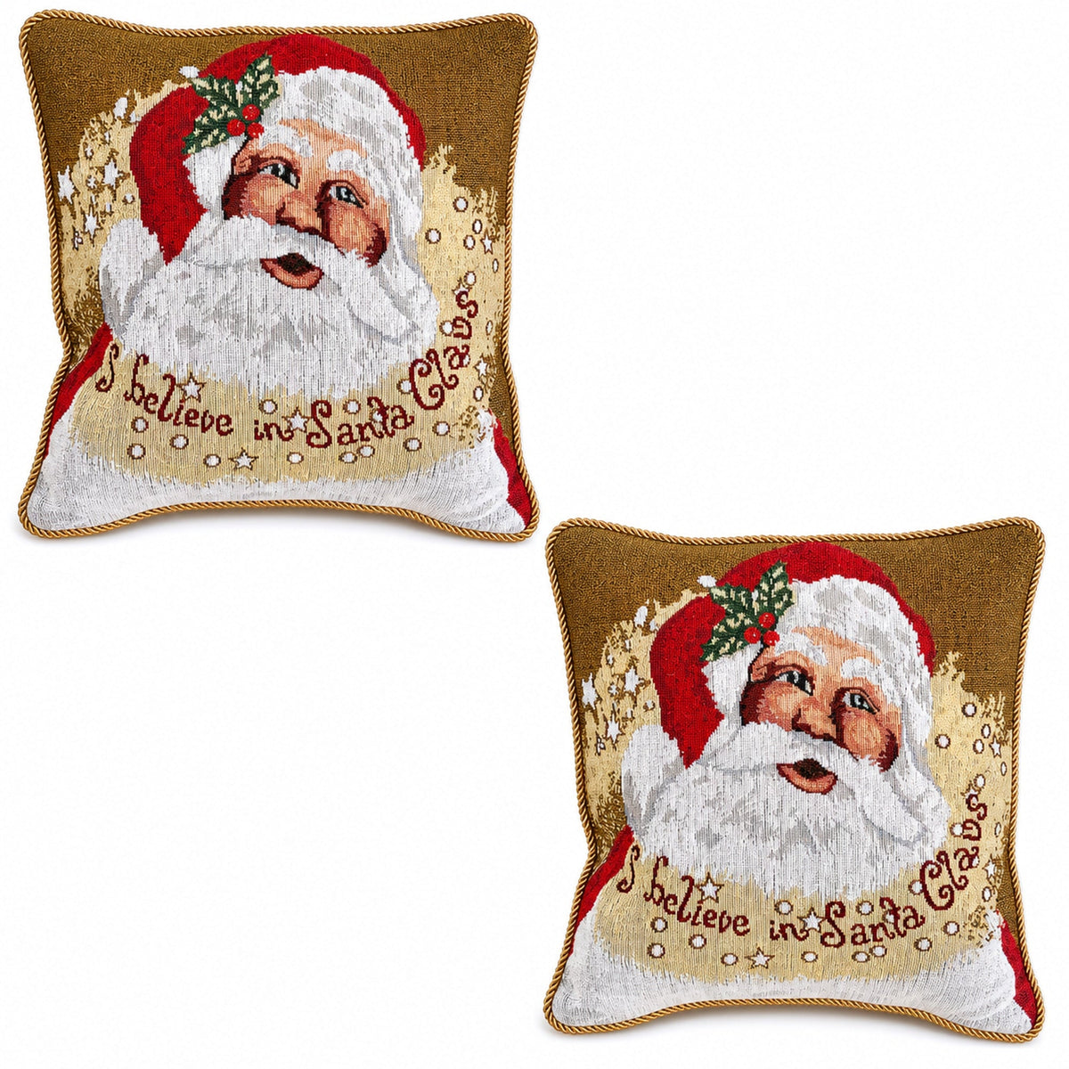 Set of 2 Believe in Santa Throw Pillow Covers