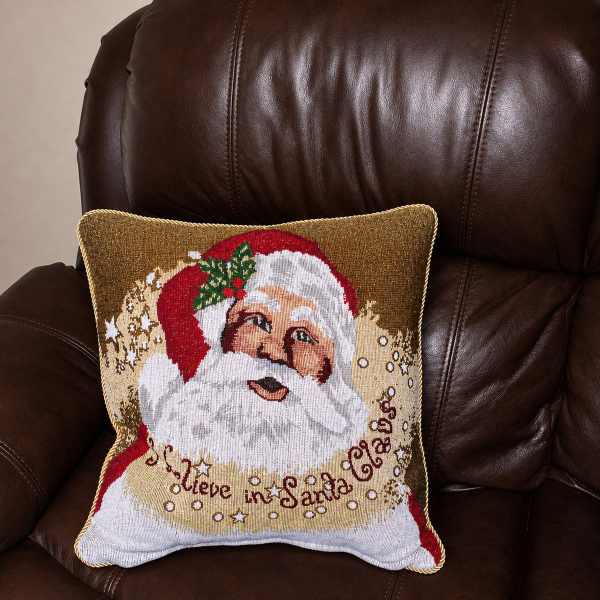 Set of 2 Believe in Santa Throw Pillow Covers