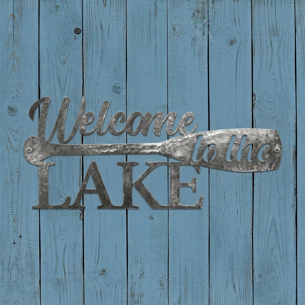 Welcome to the Lake Metal Sign – Powder Coated Lake House Decor