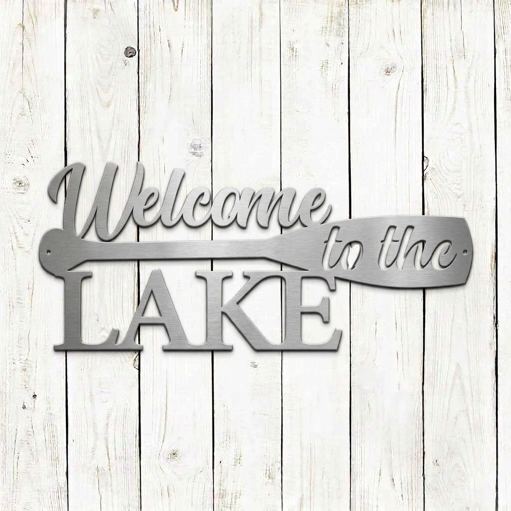 Welcome to the Lake Metal Sign – Powder Coated Lake House Decor