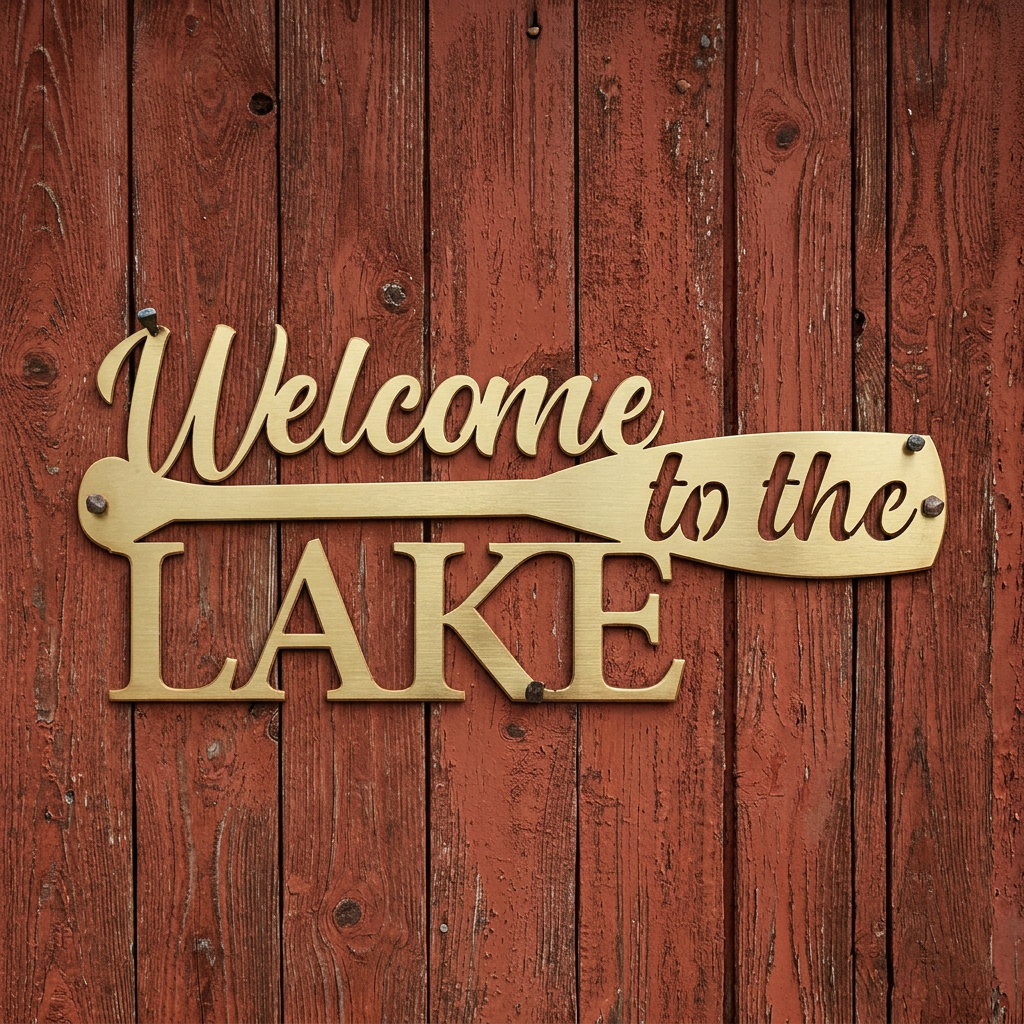 Welcome to the Lake Metal Sign – Powder Coated Lake House Decor