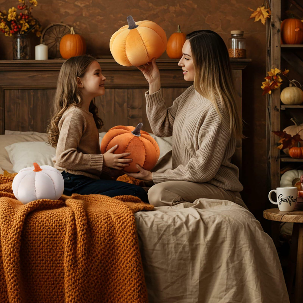 Pumpkin Throw Pillows Velvet 3D Soft Decorative Cushion