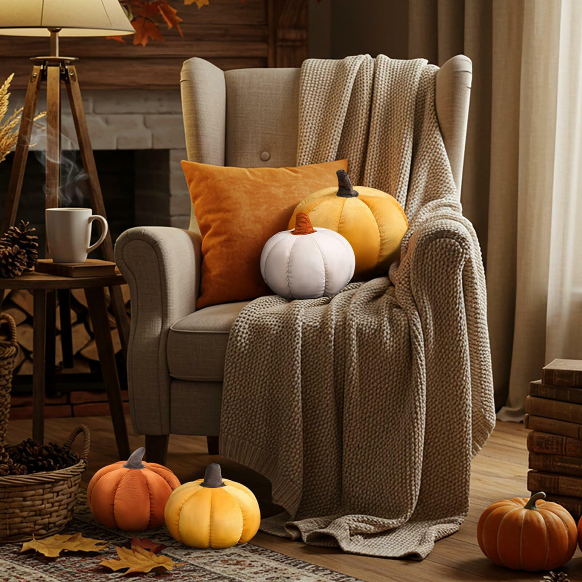 Pumpkin Throw Pillows Velvet 3D Soft Decorative Cushion