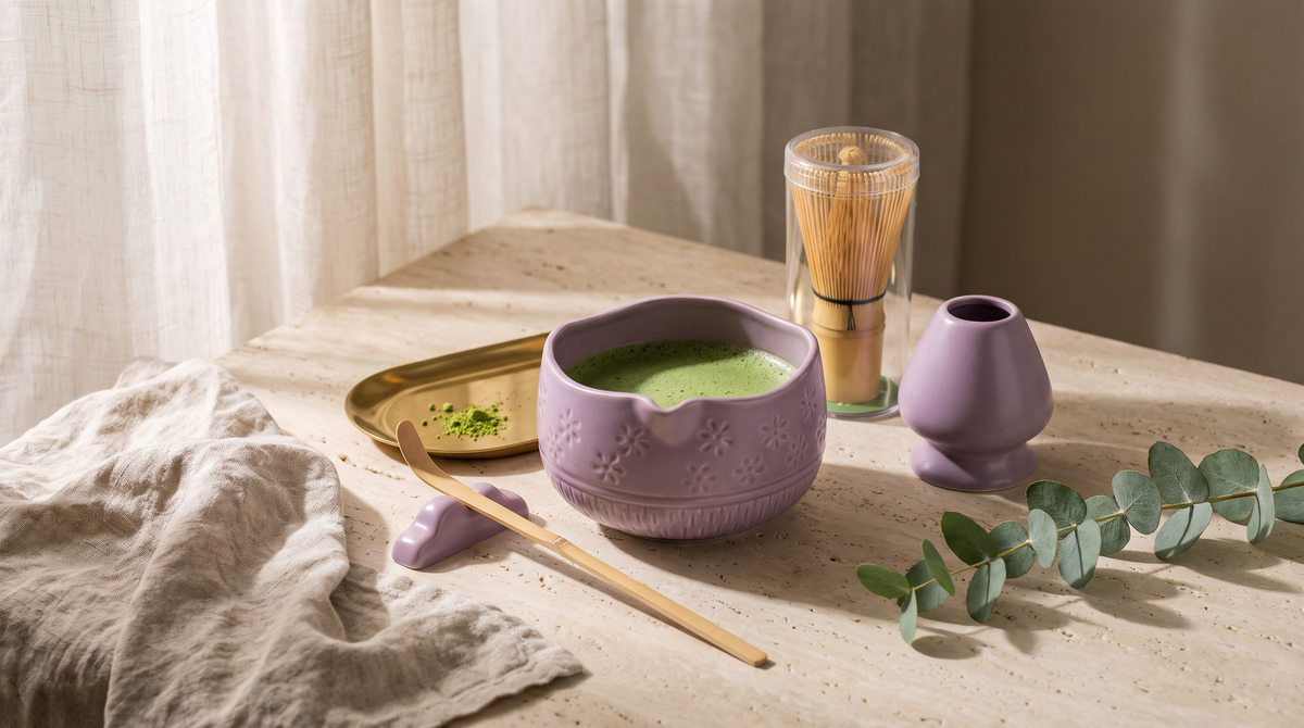 Matcha Whisk Set โ Bamboo Chasen + Ceramic Chawan Gift Set