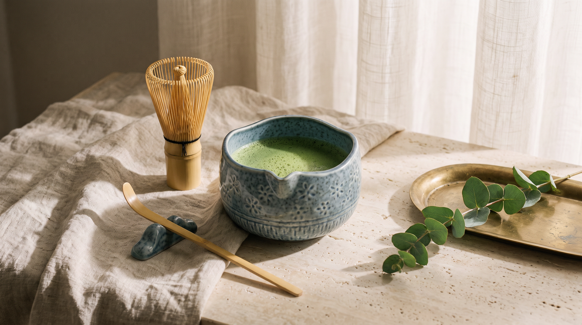 Matcha Whisk Set โ Bamboo Chasen + Ceramic Chawan Gift Set