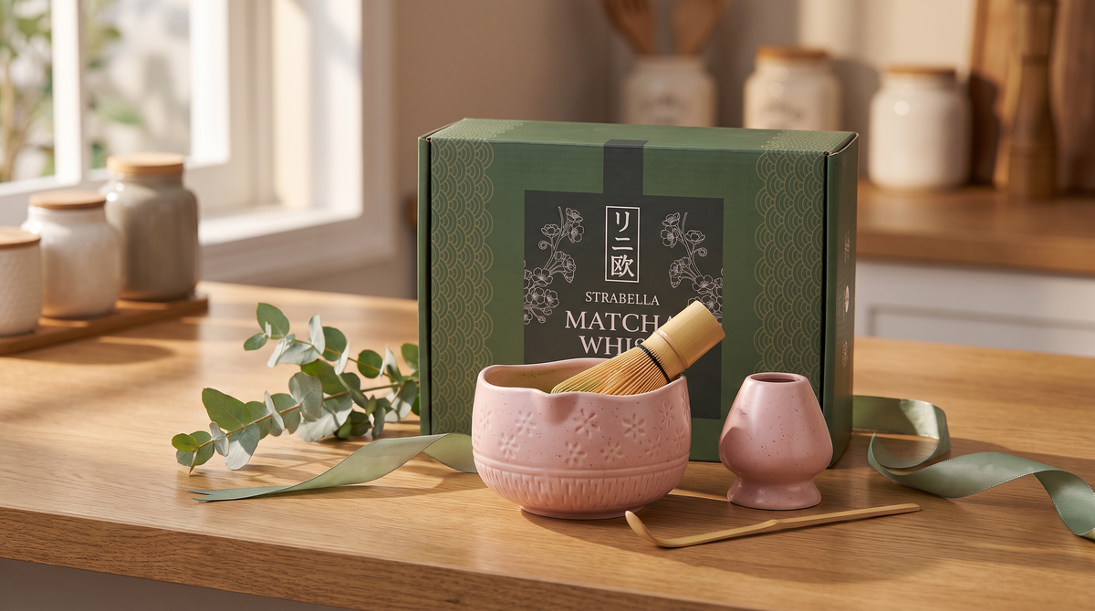Matcha Whisk Set โ Bamboo Chasen + Ceramic Chawan Gift Set