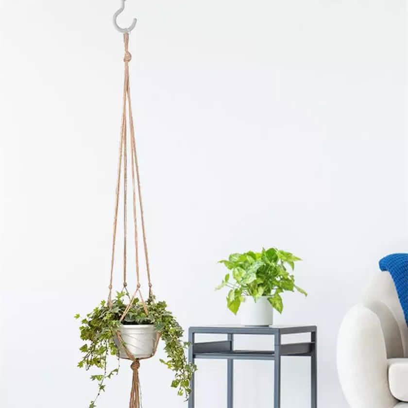 Boho Jute Macramé Plant Hanger Set of 2, Indoor & Outdoor