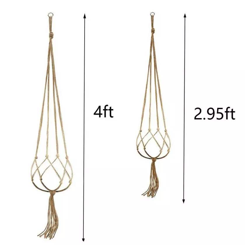Boho Jute Macramé Plant Hanger Set of 2, Indoor & Outdoor
