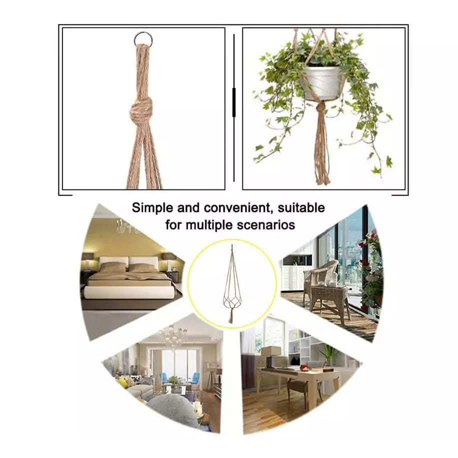 Boho Jute Macramé Plant Hanger Set of 2, Indoor & Outdoor