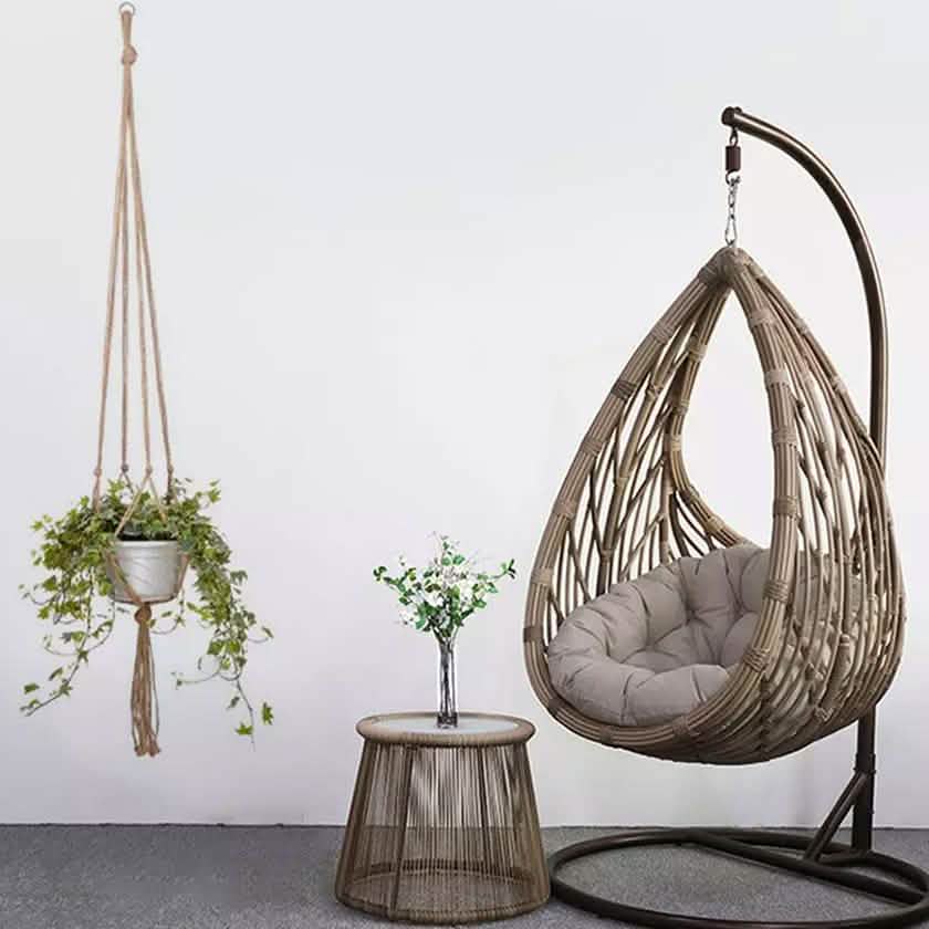 Boho Jute Macramé Plant Hanger Set of 2, Indoor & Outdoor