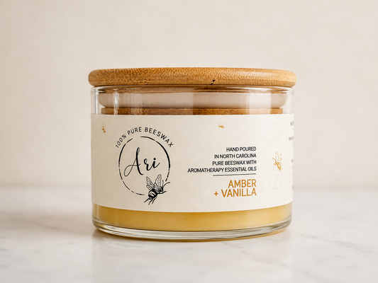 Amber Vanilla Beeswax Candle |8 oz