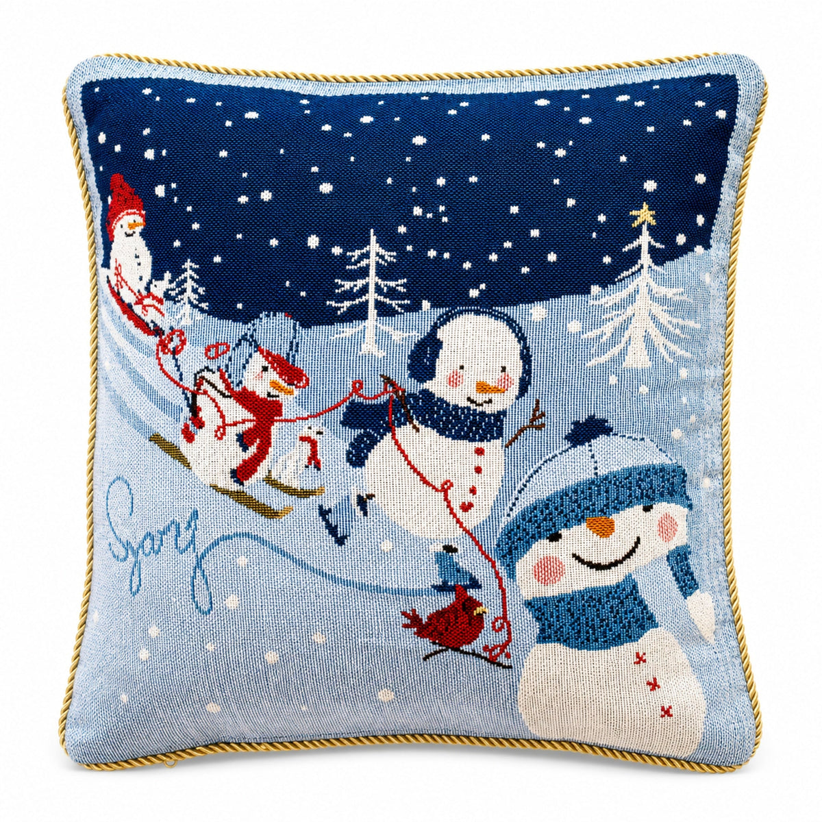 Set of 2 Snowmen Enjoying Christmas Parade Throw Pillow Covers