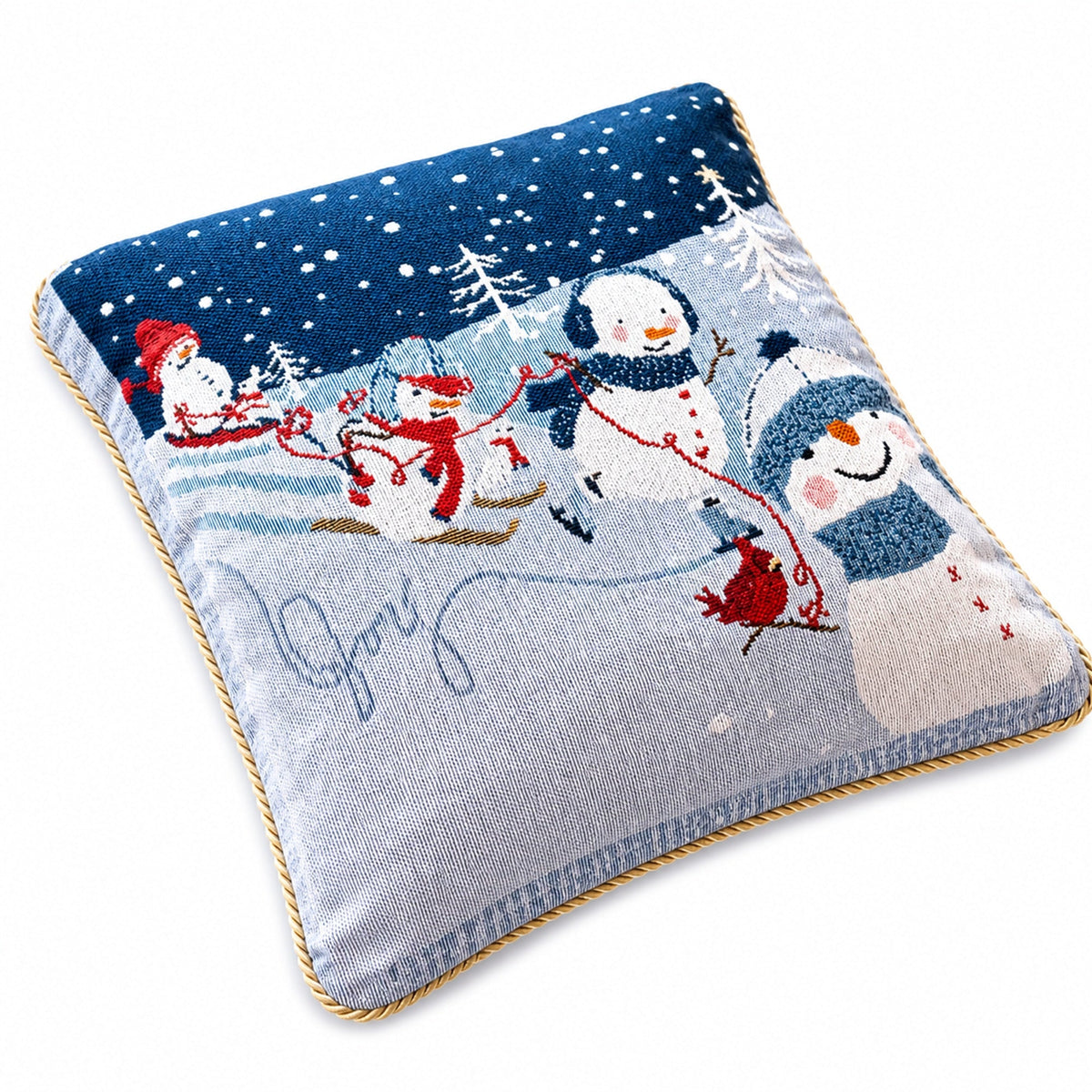 Set of 2 Snowmen Enjoying Christmas Parade Throw Pillow Covers