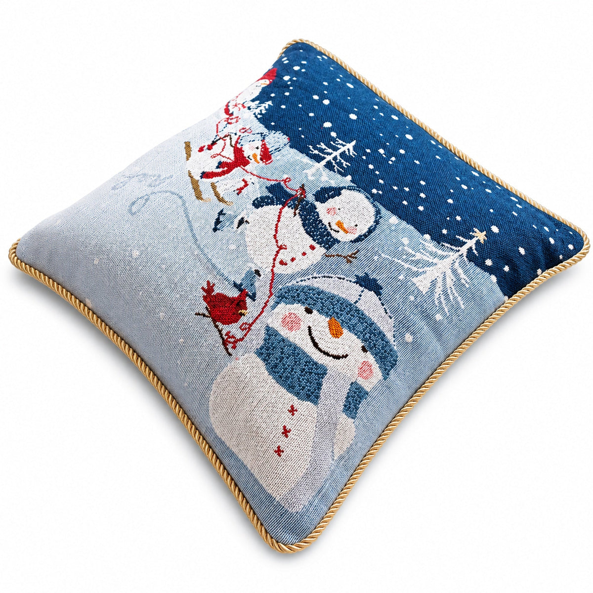 Set of 2 Snowmen Enjoying Christmas Parade Throw Pillow Covers