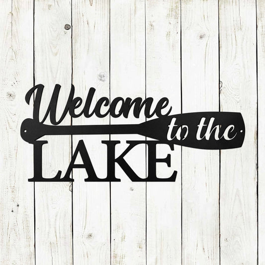 Welcome to the Lake Metal Sign – Powder Coated Lake House Decor