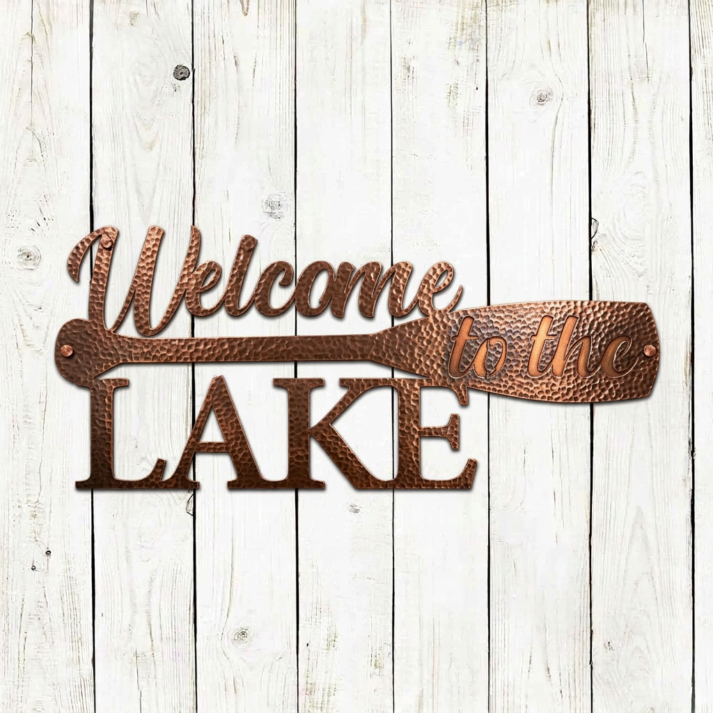 Welcome to the Lake Metal Sign – Powder Coated Lake House Decor