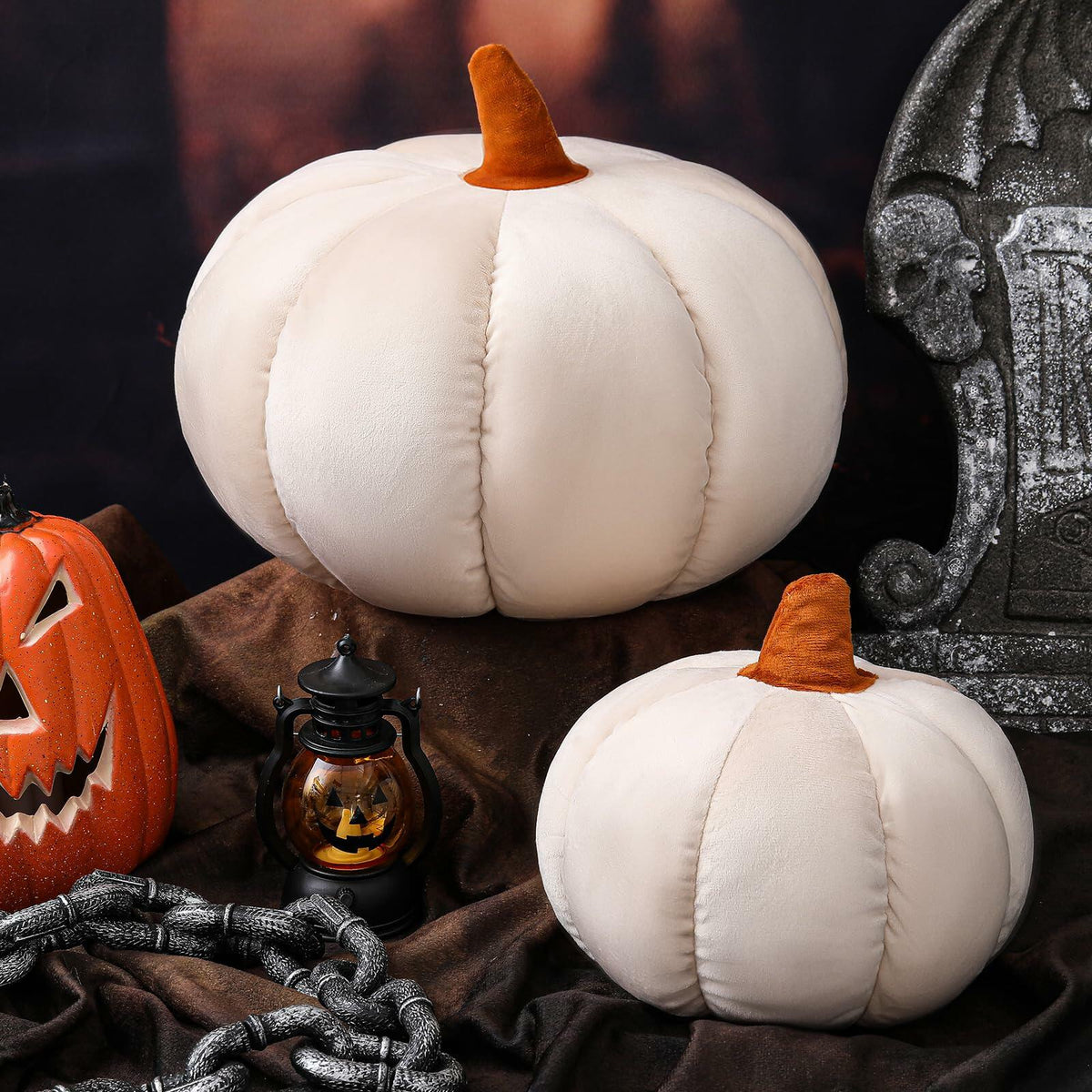 Pumpkin Throw Pillows Velvet 3D Soft Decorative Cushion
