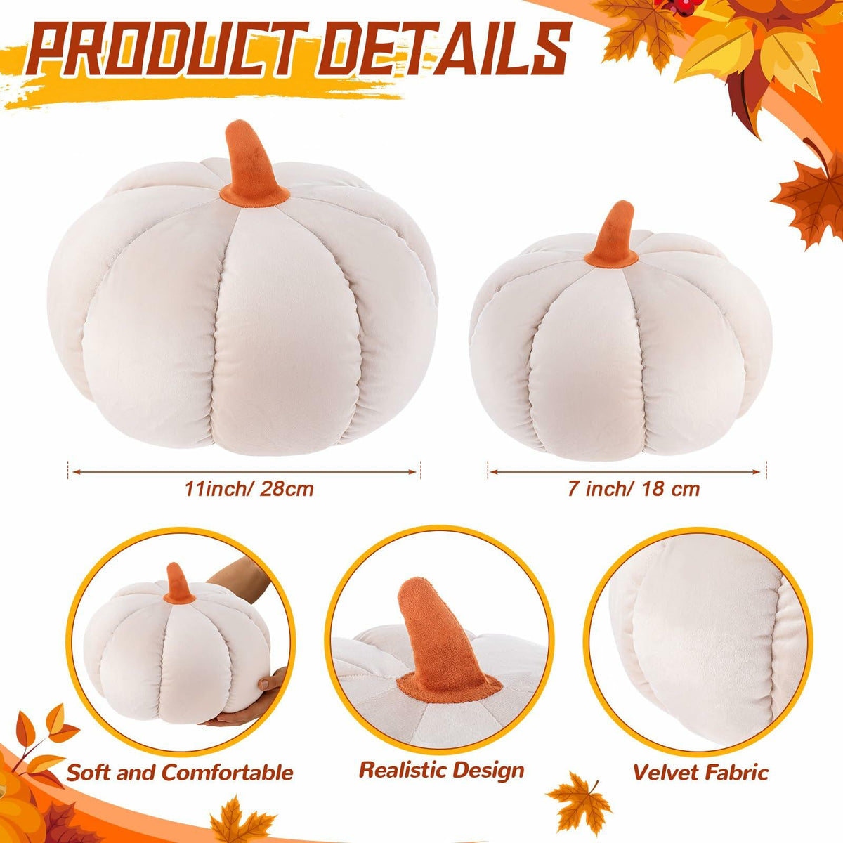 Pumpkin Throw Pillows Velvet 3D Soft Decorative Cushion