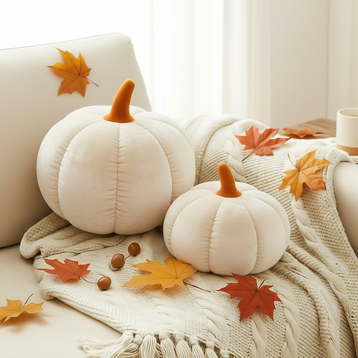 Pumpkin Throw Pillows Velvet 3D Soft Decorative Cushion